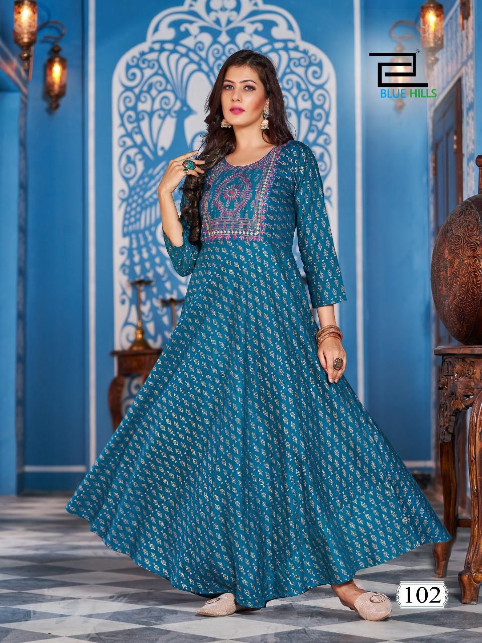 Blue Hills Lotus 101 Wholesale Long Anarkali Kurti Collection	